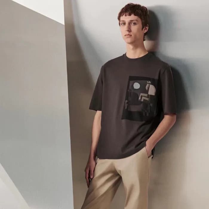 에르메스 남성 브라운 반팔티 - Hermes Mens Brown Tshirts - he17… - 1