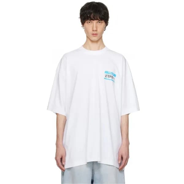 베트멍 남/녀 화이트 반팔 티셔츠 - Vetements Unisex Over Size Ts… - 1