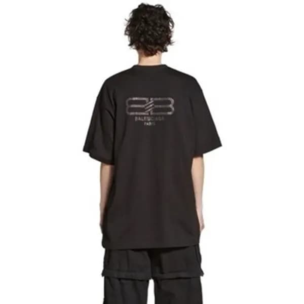 발렌시아가 남/녀 블랙 반팔 티셔츠 - Balenciaga Unisex Black Tshi… - 1