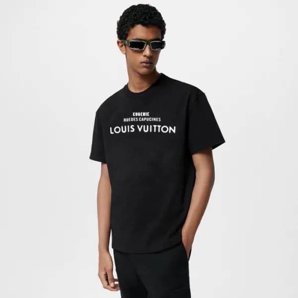 루이비통 남성 블랙 반팔 티셔츠 - Louis vuitton Mens Black Tshir… - 1