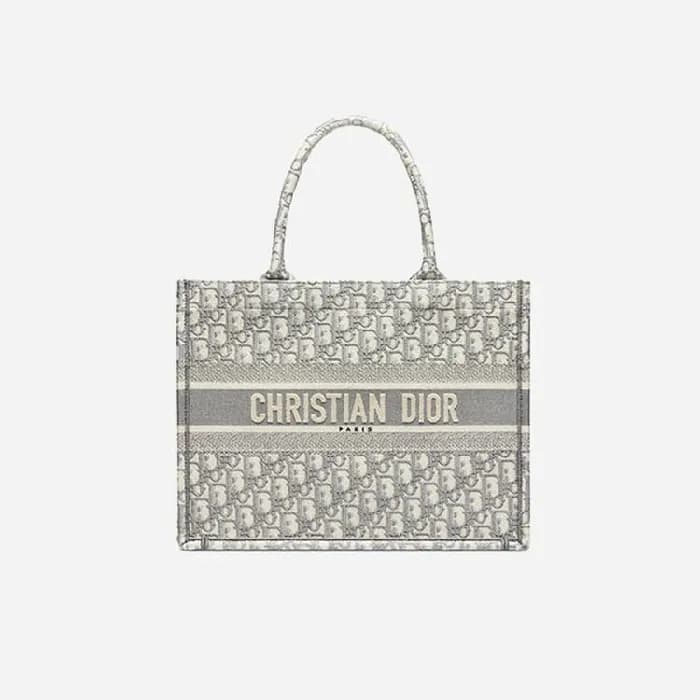 디올 여성 오블리크 자수 북 토트백 미디엄 - Dior Oblique Embroidery… - 1