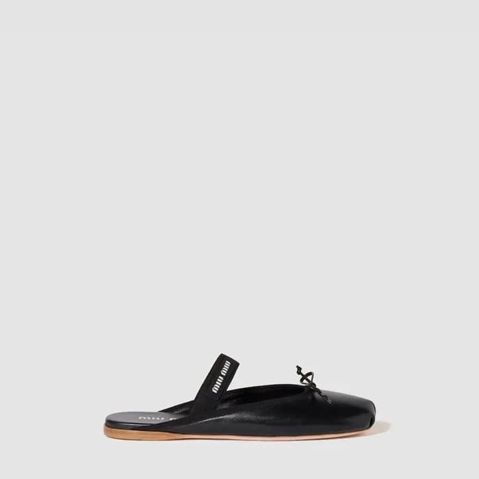 미우미우 여성 새틴 발레리나 뮬 - Miumiu Womens Satin Ballerina … - 1