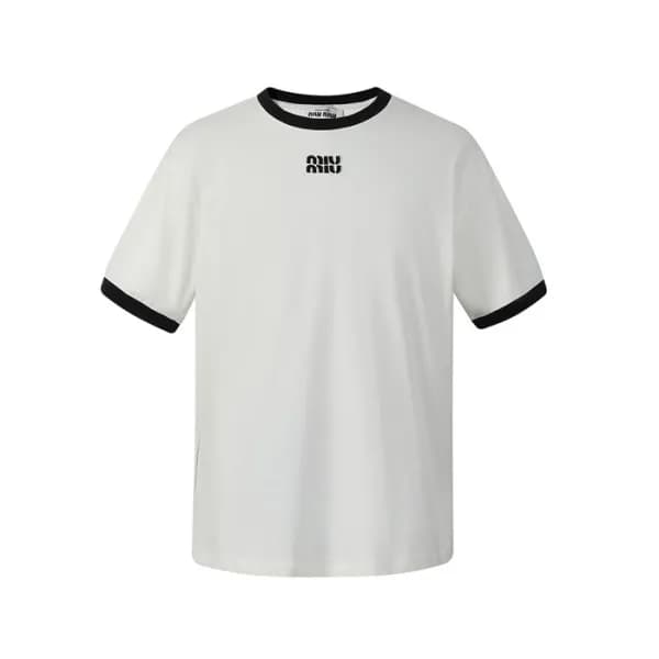 미우미우 남/녀 라운드 반팔 티셔츠 - Miumiu Unisex Round Tshirt -… - 1