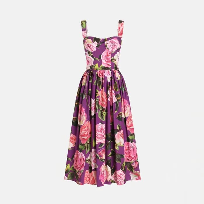 돌체앤가바나 여성 꽃무늬 미디 드레스 - Dolce&Gabbana Womens Floral… - 1