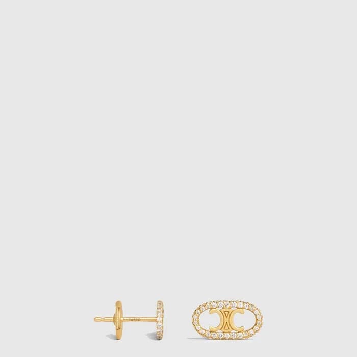 셀린느 여성 마이용 트리옹프 다이아몬드 스터드 이어링 - Celine Womens Maillon Triomphe Diamond Stud Earring - acc10630x - 1