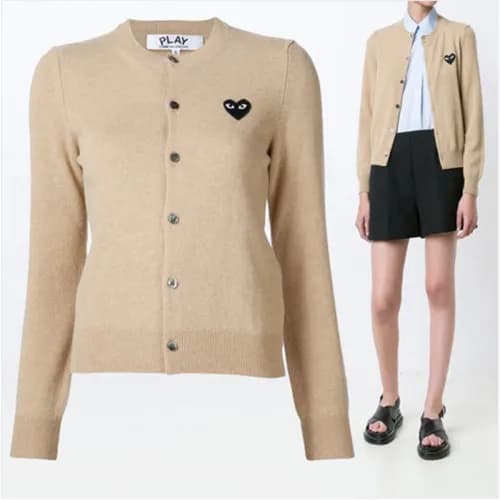 Cdgplay 2018 Ladies Cardigan - 꼼데가르송 블랙 와펜 브이넥 가디건… - 1