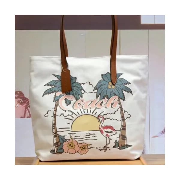 Coach Canvas Hawaii Aloha Print Tote Shoulder Bag,… - 1