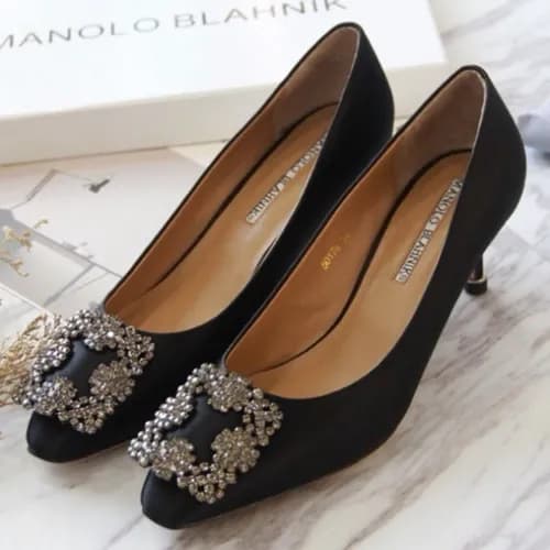 Monolo Blahnik 2019 Ladies Hangisi Satin Jewel Pum… - 1