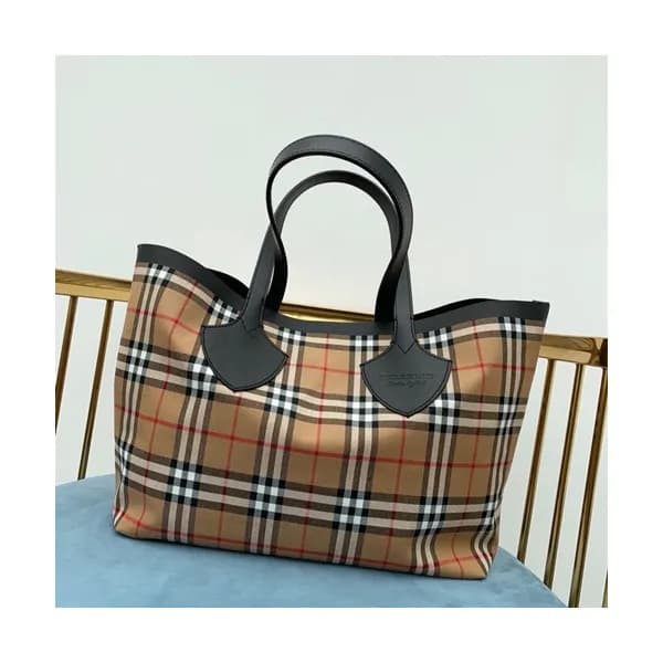 Burberry Giant Canvas Reversible Tote Shoulder Sho… - 1