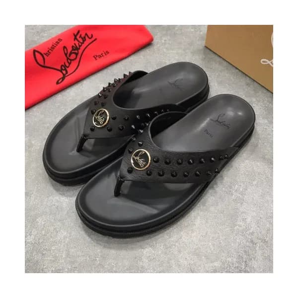 Christian Louboutin 2019 Mens Logo Leather Flip-fl… - 1