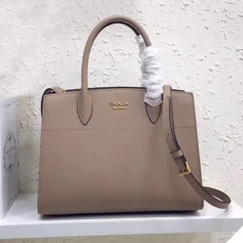 Prada 2019 Bibliothque Leather Tote Shoulder Bag,3… - 1