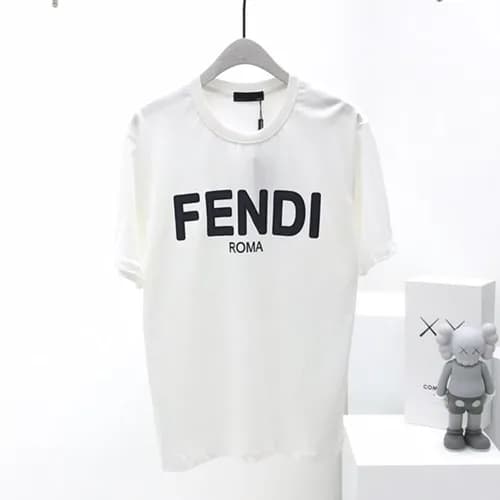 FENDI 2019 Mens Logo Cotton Short Sleeved Tshirt -… - 1