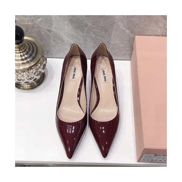 Miumiu 2019 Ladies Leather Middle-heel Pumps - 미우미… - 1