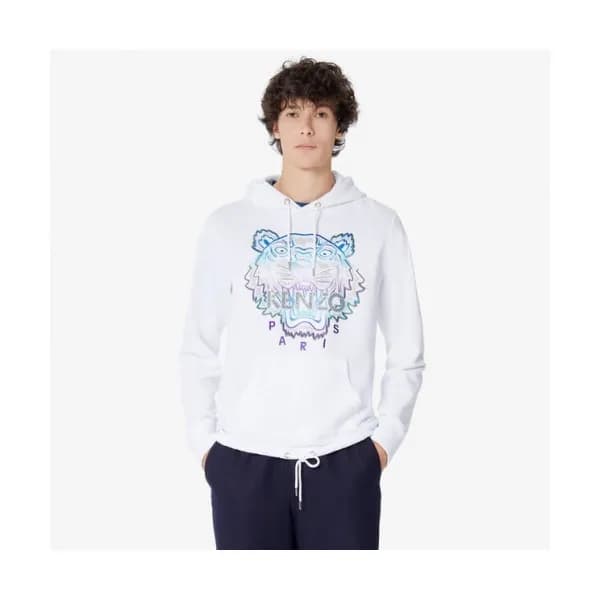 Kenzo Mens Tiger Hoodie - 겐조 2019 남성 화이트 후드티 Ken46… - 1