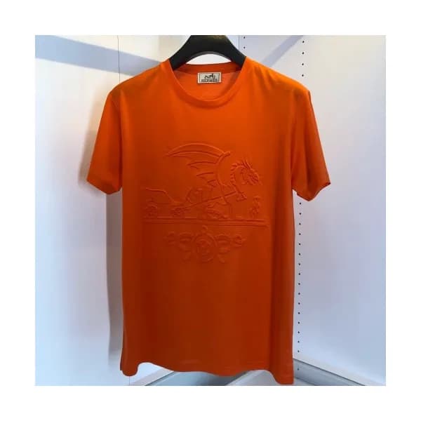 Hermes 2020 Mens Crew-neck Silket Short Sleeved Ts…