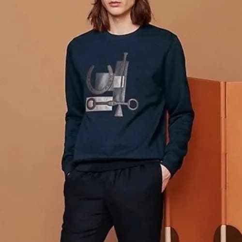 Hermes 2020 Mens Crew-neck Casual Cotton Tshirts- … - 1