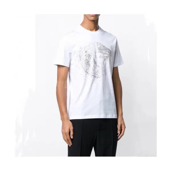 [추천템]Versace Mens Logo Short Sleeved Tshirts Blac… - 1