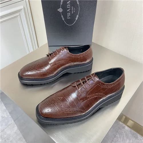 Prada 2021 Men's Leather Derby Shoes,PRAS0806 … - 1