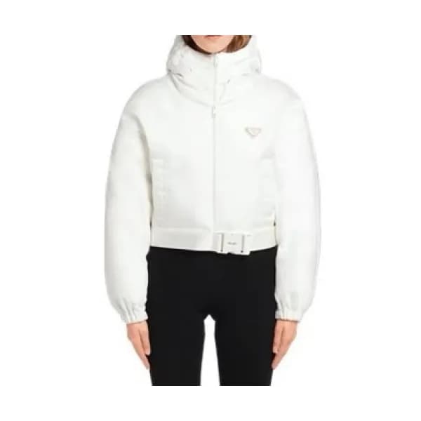 Prada Womens Logo Casual Duck Down Jackets White … - 1