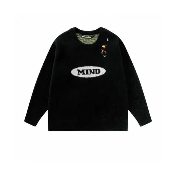 Palm Angels Mens Logo Crew-neck Sweaters Black - … - 1