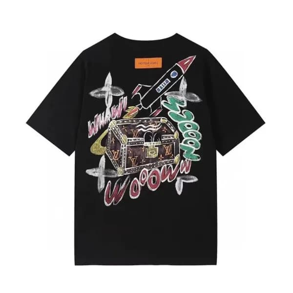 루이비통 남성 크루넥 블랙 반팔티 - Mens Black Tshirts - lou03961… - 1
