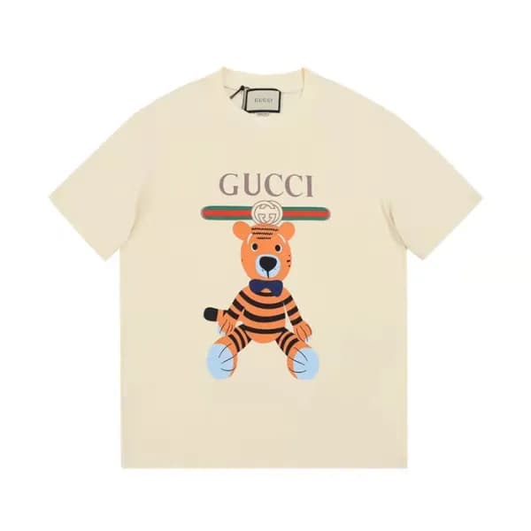구찌 남/여 크루넥 아이보리 반팔티 - Unisex Ivory Tshirts - guc04… - 1