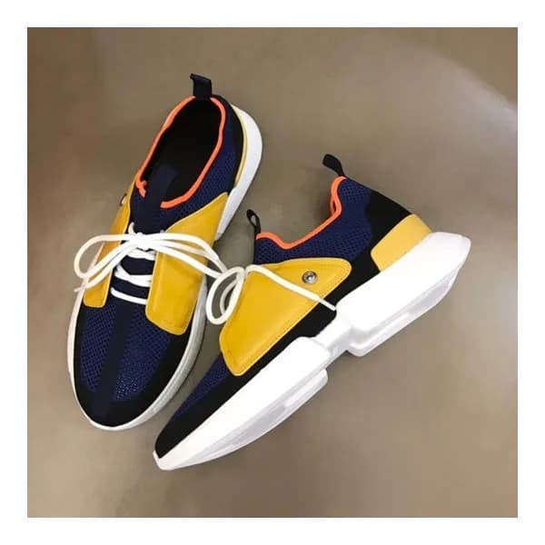 에르메스 남성 클래식 옐로우 스니커즈 - Mens Yellow Sneakers - her0… - 1