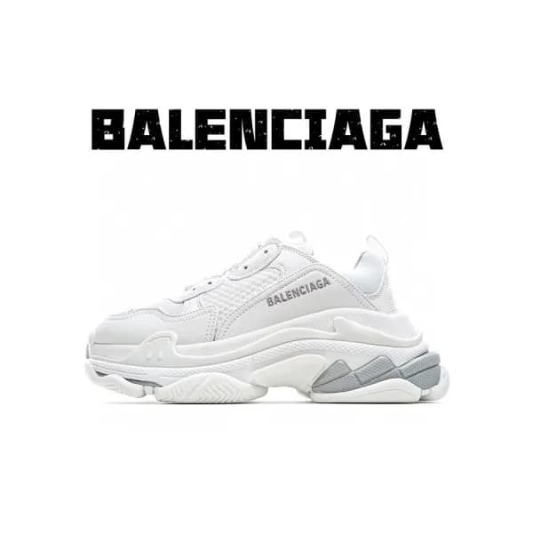 발렌시아가 남/녀 Triple S 화이트 스니커즈 - Unisex White Sneaker… - 1