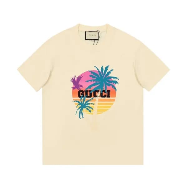 구찌 남/녀 크루넥 아이보리 반팔티 - Unisex Ivory Tshirts - guc04… - 1