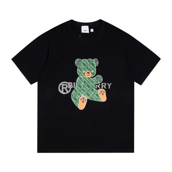 버버리 남/녀 블랙 크루넥 반팔티 - Unisex Black Tshirts - Bur043… - 1
