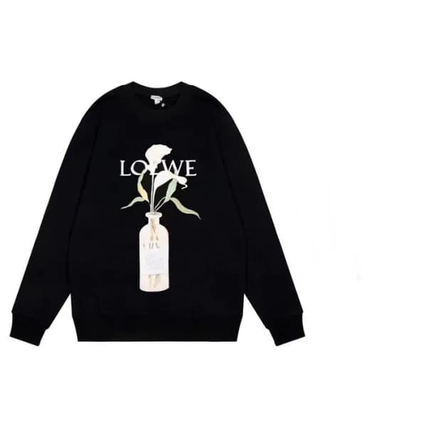 로에베 남/녀 클래식 블랙 맨투맨 - Unisex Black Tshirts - loe063… - 1