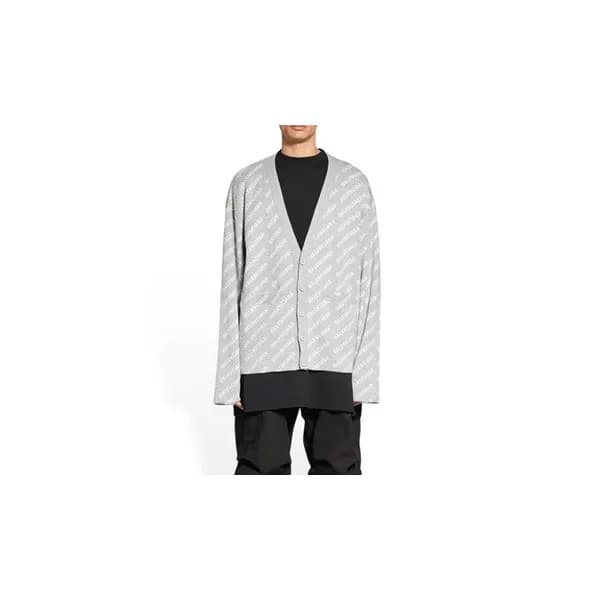 발렌시아가 남성 브이넥 가디건 - Balenciaga Mens Gray Cardigan -… - 1