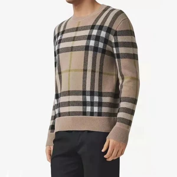 버버리 남성 크루넥 베이지 니트 - Burberry Mens Beige Knits - bu… - 1