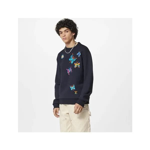 루이비통 남성 모던 네이비 맨투맨 - Louis vuitton Mens Navy Tshir… - 1