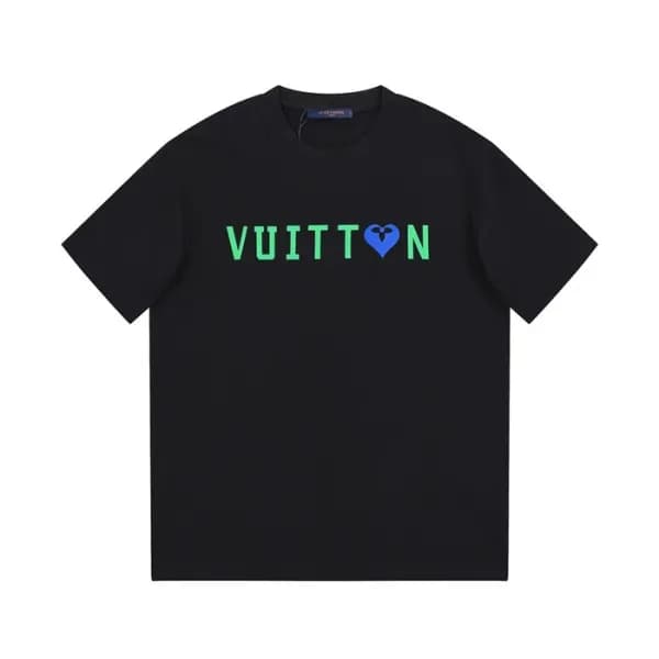 루이비통 남성 블랙 크루넥 반팔티 - Louis vuitton Mens Black Shor… - 1