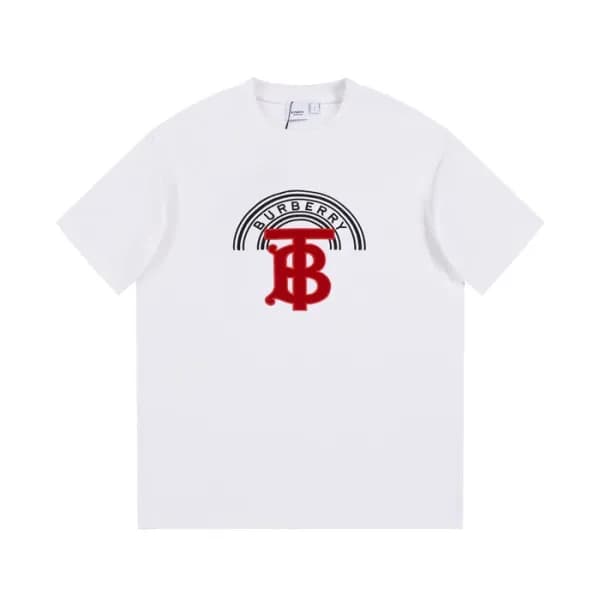 버버리 남성 화이트 크루넥 반팔티 - Burberry Mens White Tshirts -… - 1