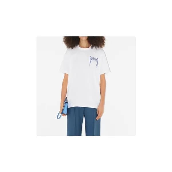 버버리 남성 화이트 크루넥 반팔티 - Burberry Mens White Tshirts -… - 1