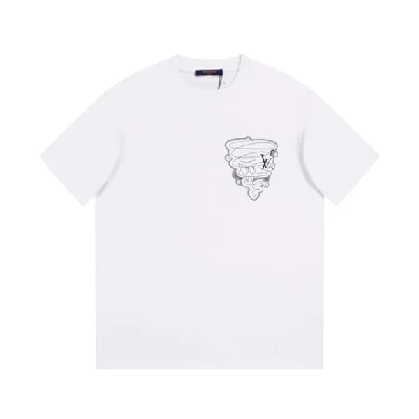 루이비통 남성 화이트 크루넥 반팔티 - Louis vuitton Mens White Sho… - 1