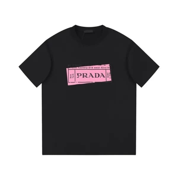 프라다 남성 크루넥 블랙 반팔티 - Prada Mens Black Short sleeved… - 1