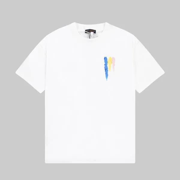루이비통 남성 화이트 크루넥 반팔티 - Louis vuitton Mens White Sho… - 1