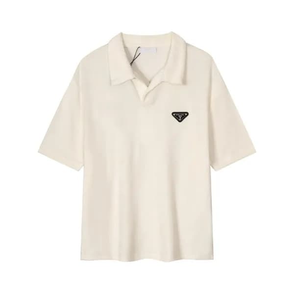 프라다 남성 아이보리 폴로 반팔티 - Prada Mens Ivory Short sleeve… - 1