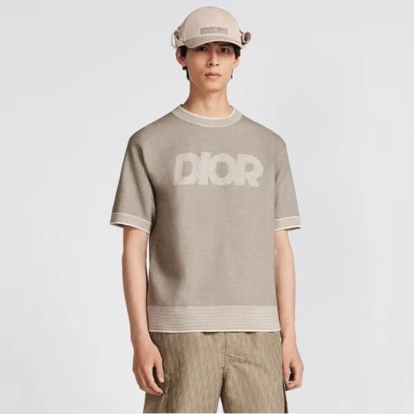 디올 남성 베이지 크루넥 반팔티 - Dior Mens Beige Short sleeved … - 1
