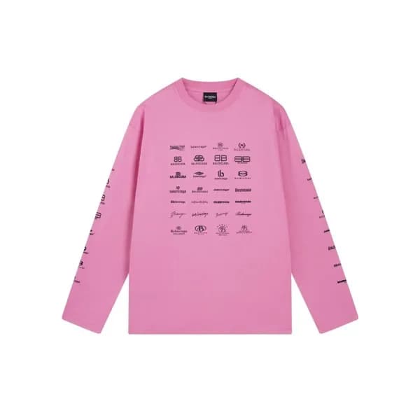발렌시아가 남/녀 핑크 맨투맨 - Balenciaga Unisex Pink Tshirts … - 1