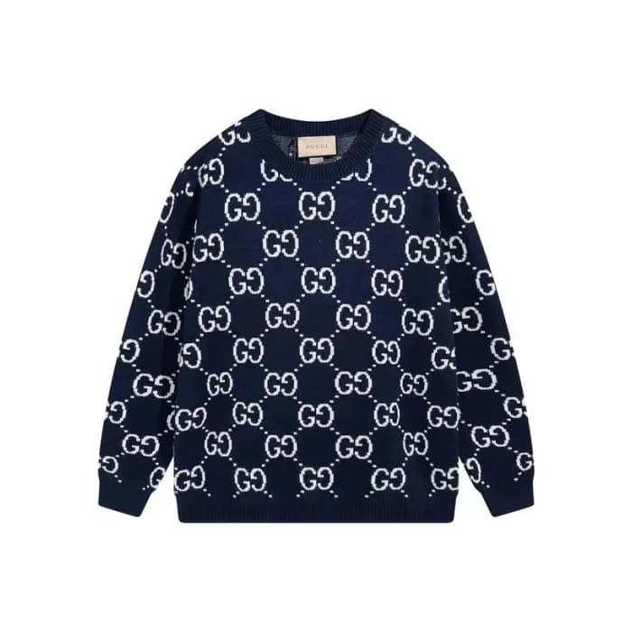 구찌 남성 네이비 크루넥 스웨터 - Gucci Mens Navy Sweaters - gu1… - 1