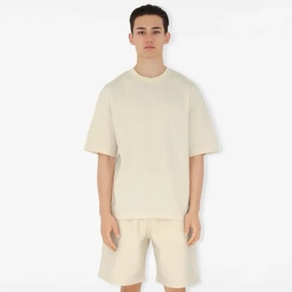 버버리 남성 아이보리 크루넥 반팔티 - Burberry Mens Ivory Tshirts … - 1