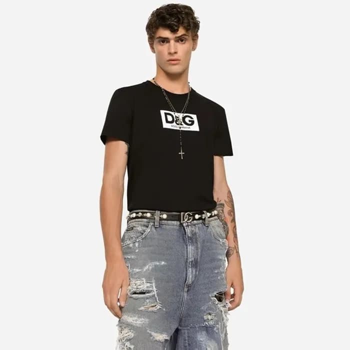 돌체앤가바나 남성 블랙 반팔티 - Dolce&Gabbana Mens Black Tshirt… - 1