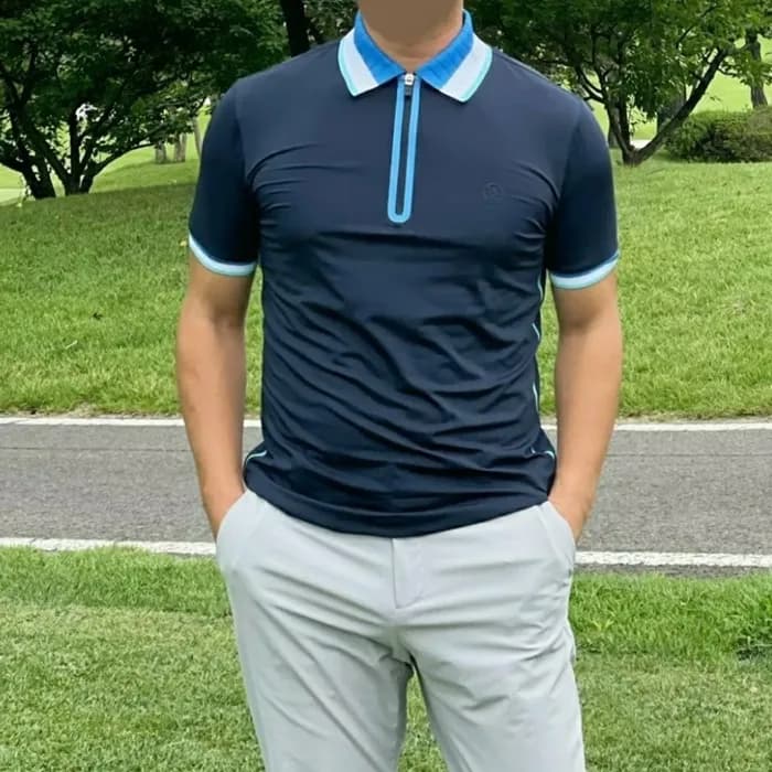 [G/FORE] 지포어 남성 Knitted Collar Pique 폴로 티셔츠 - gol9… - 1