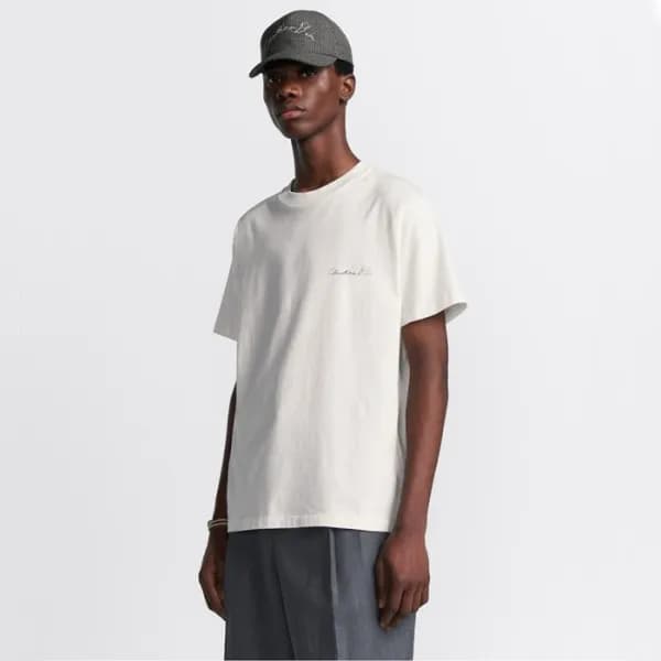 매장판 디올 남성 화이트 반팔 티셔츠 - Dior Mens White Tshirts - d… - 1