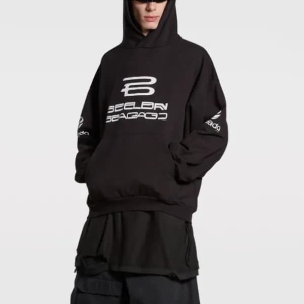 발렌시아가 남성 블랙 후드티 - Balenciaga Mens Black Hoodie - b… - 1