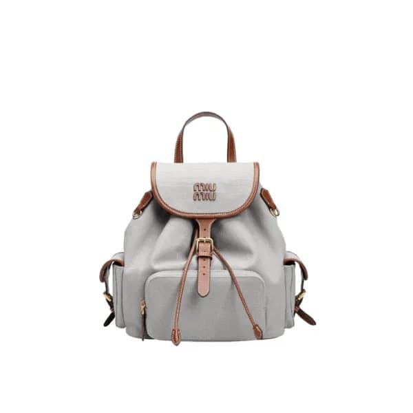 미우미우 여성 캔버스 및 가죽 백팩 - MiuMiu Womens Canvas and Lea… - 1